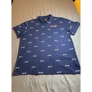 Le Tigre Navy Blue Polo Shirt All Over Tiger Print Short Sleeve Men’s M
